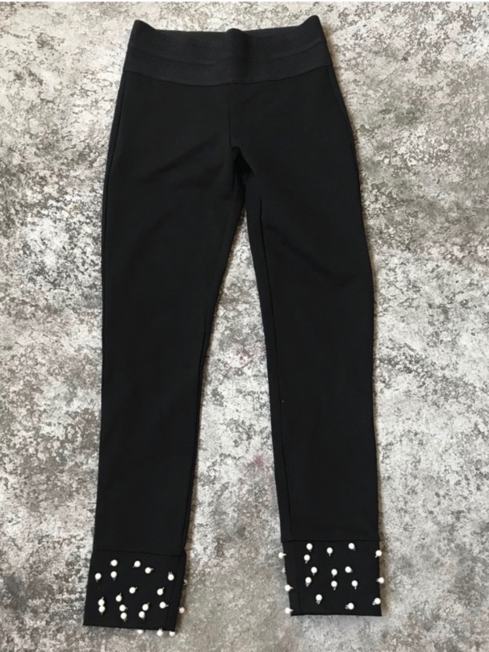 ZARA Basic Black Pearl Cuff Ankle Leggings